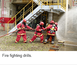 Fire fighting drills.