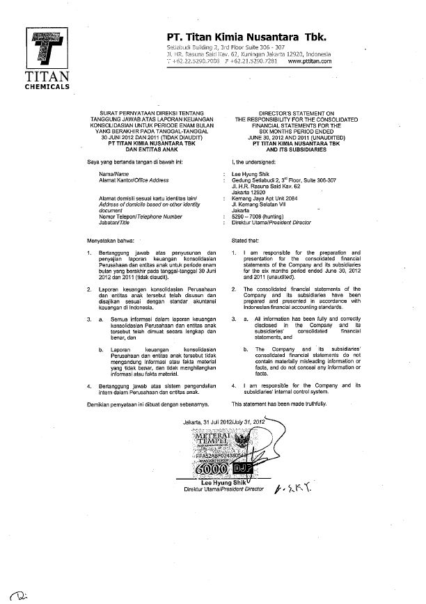 Mid Year Financial Statement-2012